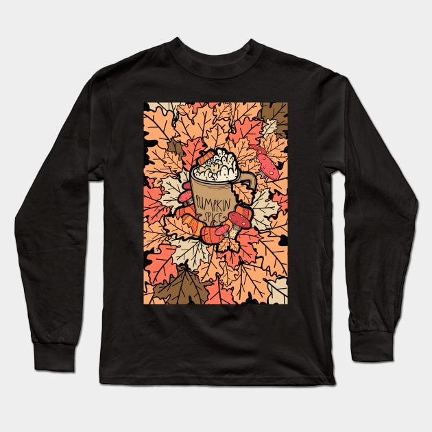 Pumpkin spice latte Long Sleeve T-Shirt by Swadeillustrations